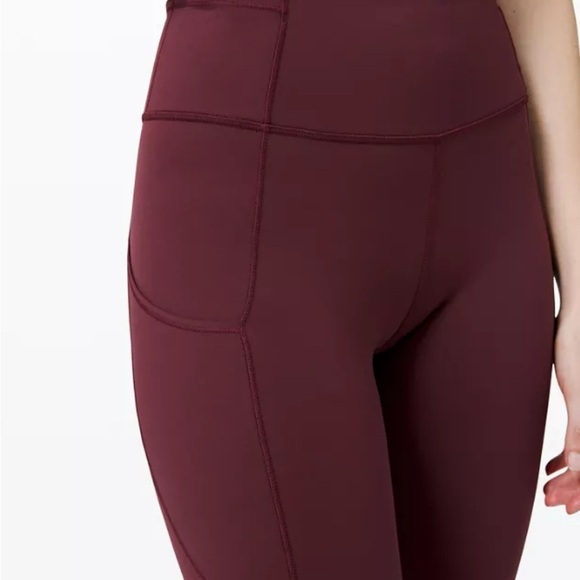 Lululemon Burgundy Leggings High-Waisted Performance Wear - Picture 2 of 5